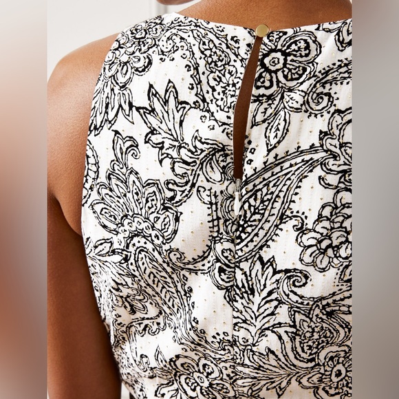 BELTED MIDI DRESS - ENGRAVED METALLIC PAISLEY - TALBOTS - Picture 11 of 11